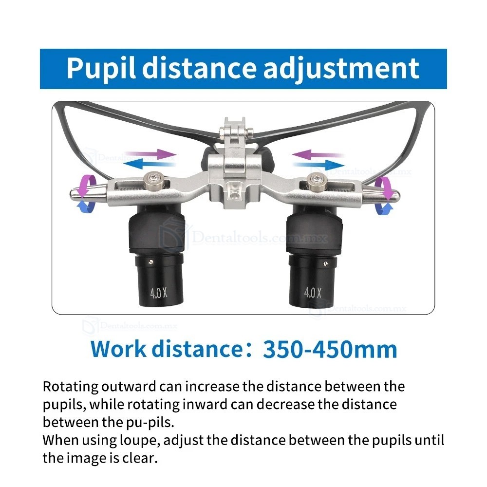 Lupa Ergon&oacute;mica Dental 48&deg;Abatible 4.0X/5.0X/6.0X con L&aacute;mpara LED de 5W y Distancia 350-450mm