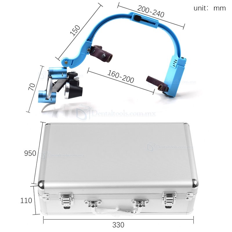 Lupas dentales de diadema 2.5X o 3.5X con LED 5W y lentes para presbicia