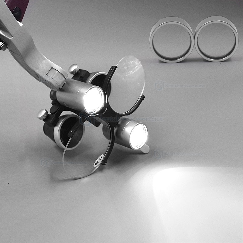 Lupas dentales de diadema 2.5X o 3.5X con LED 5W y lentes para presbicia