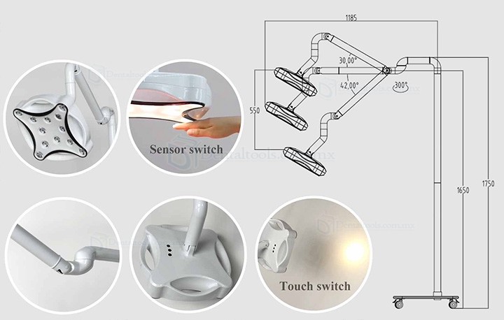 Micare JD1700L Lámpara Quirúrgica LED Para Dental y Médico Móvil