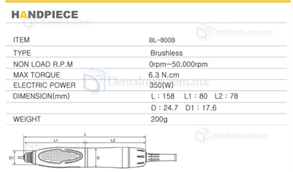 Maisilao® 50,000 RPM Micromotores sin Escobillas Pieza de Mano BL-800B