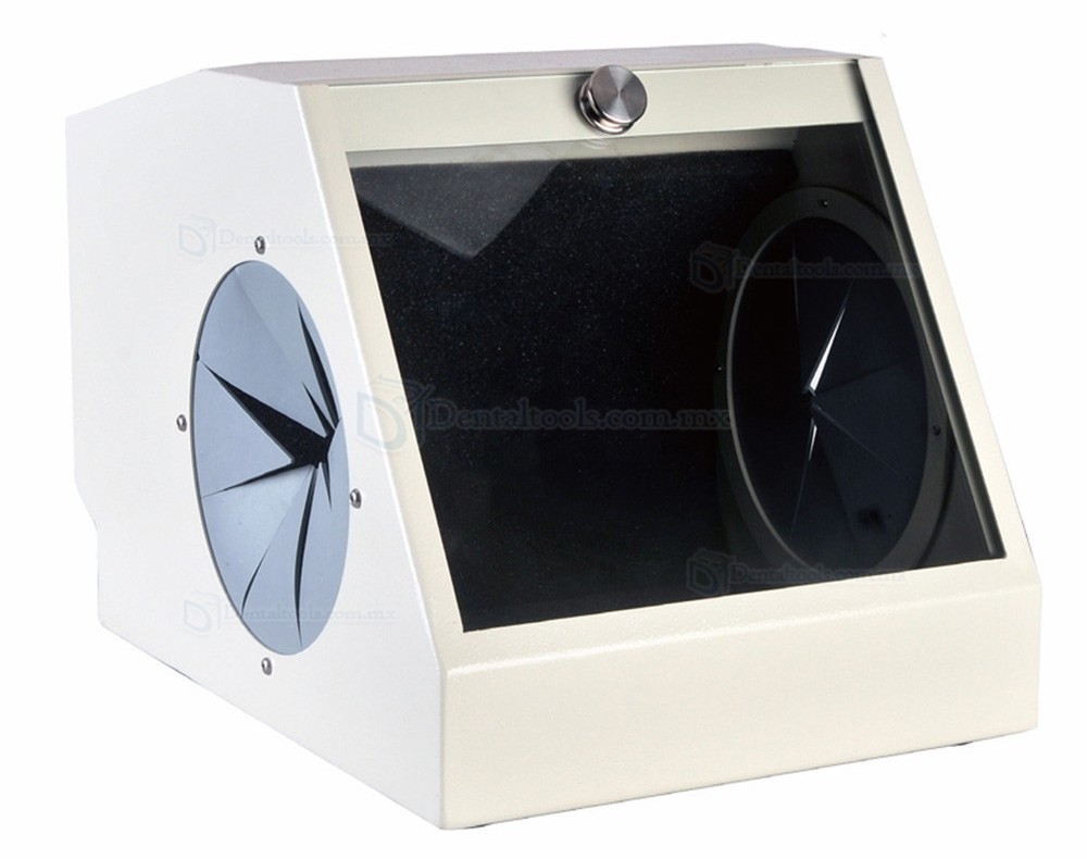 Caja protectora para pulido y arenado dental con recolecci&oacute;n de polvo