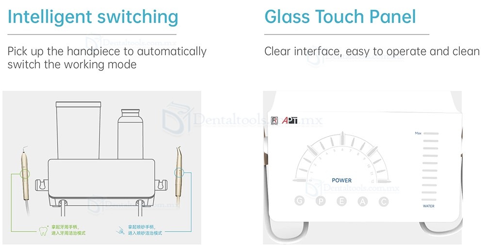 Refine APT 2 in 1 Escalador ultrasónico dental con pulidor de aire
