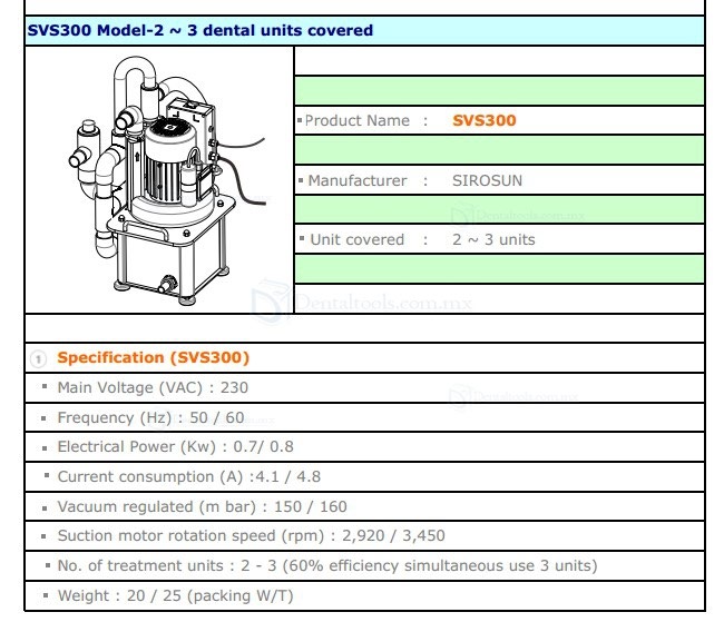 Unidad de aspiración dental YUSENDENT® SVS300 Combi Suction 700W