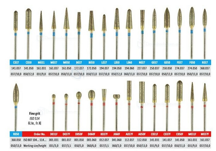 50 Pcs Juegos de herramientas de laboratorio dental con fresas de diamante sinterizado
