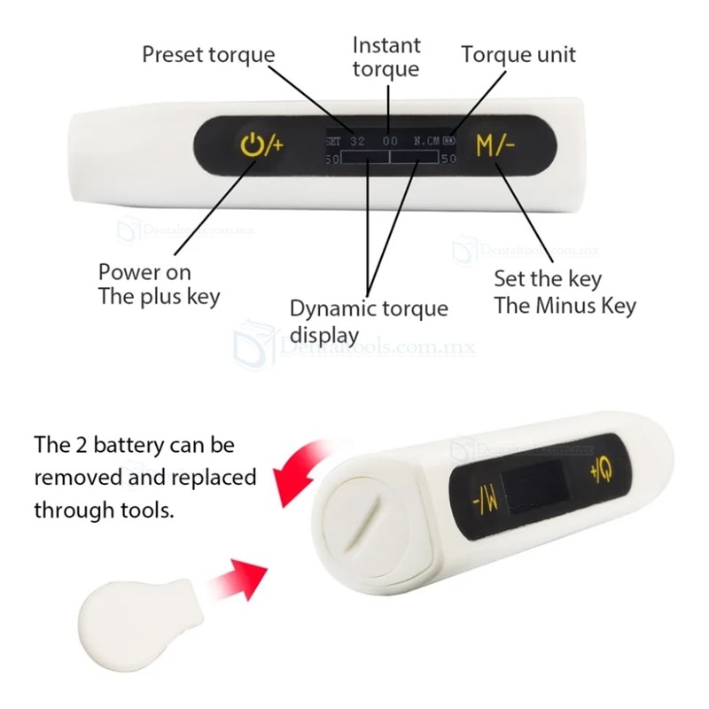 Llave de torque para implantes universal con medidor electr&oacute;nico de torque