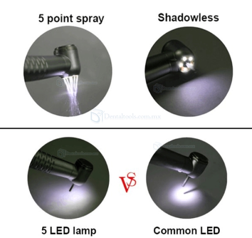 E-generador dental 5 LED auto-potencia E-generador de alta velocidad pieza de mano pulsador