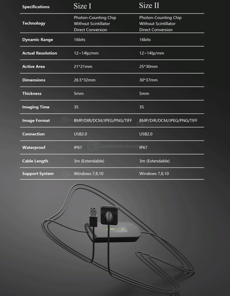 Sensor Digital de Rayos X Dental Sensor Radiográfico Intraoral Sensor RX Dental RVG