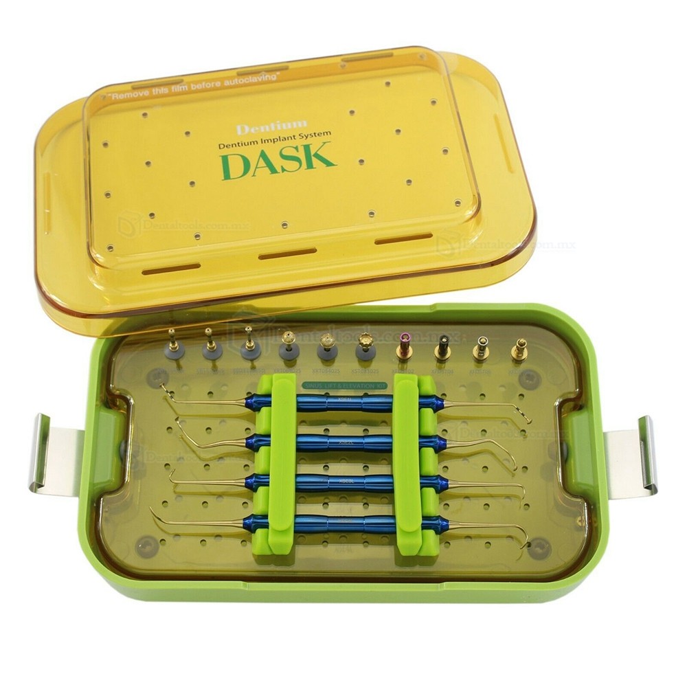 Dentium Sinus DASK Kit de instrumentos de mano con tapón de taladro de elevación de implantes dentales