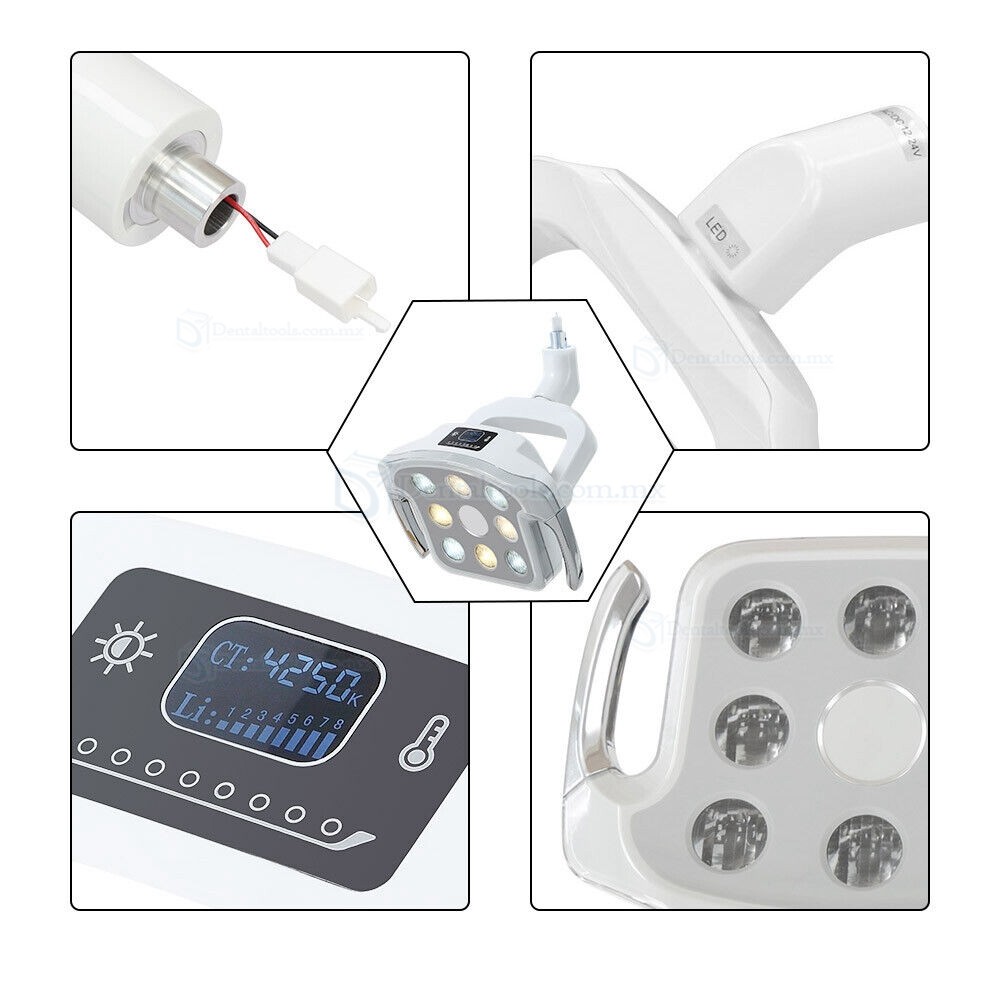 Lámpara quirúrgica bucal LED dental sin sombras con 8 LED para sillón dental